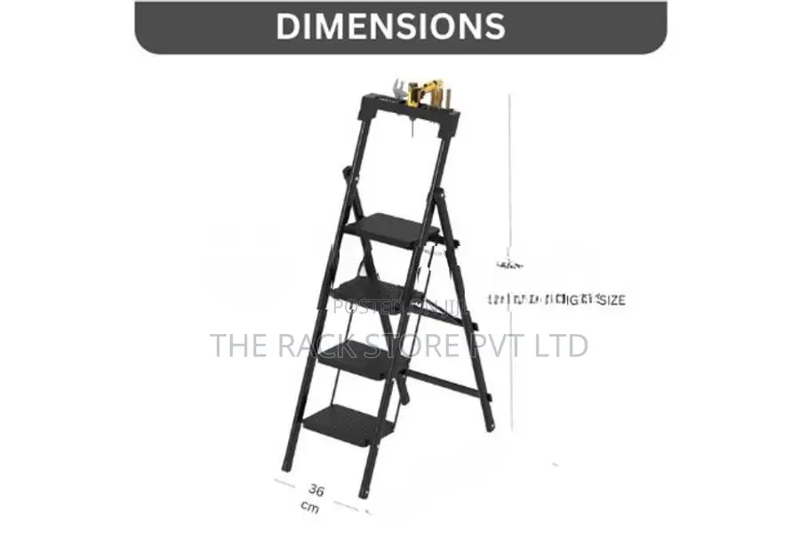 4-Step Folding Step Ladder, Armrest Tool Holder