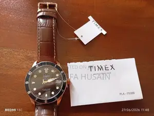Timex Men's Analog Watch Black Dial Brown Leather Brand New