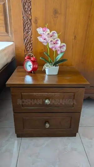 King size Bed with Side Table (Teak)