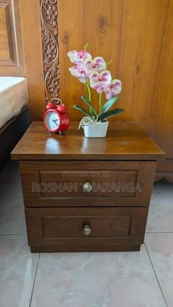 King size Bed with Side Table (Teak)