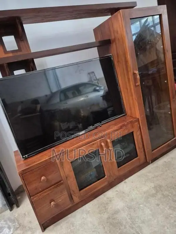 Large Used Solid Teak TV Cupboard / Entertainment Unit