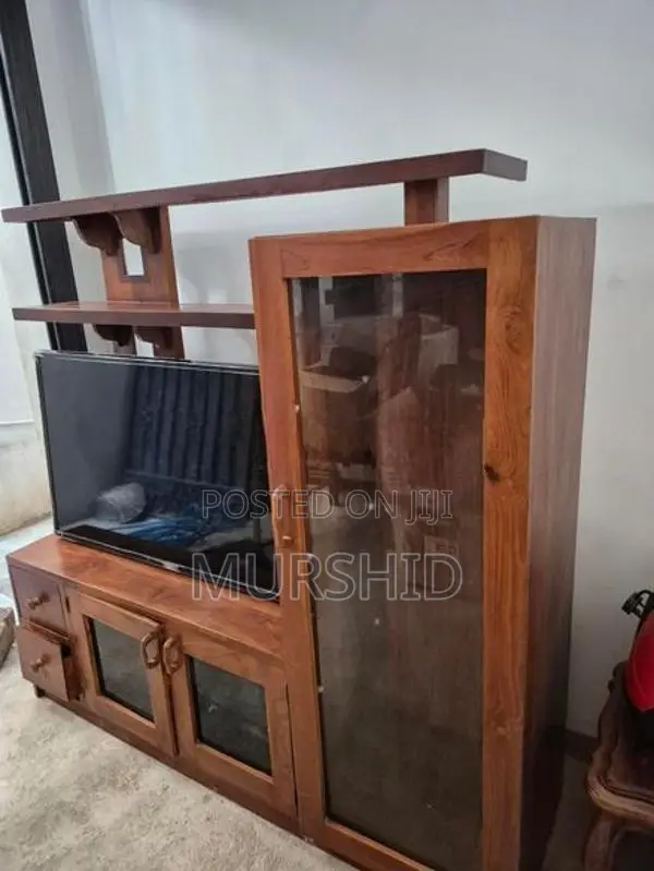 Large Used Solid Teak TV Cupboard / Entertainment Unit