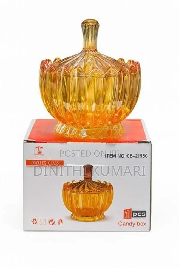 Dovalex Glass Candy Box with Lid Amber Jar CB-2155C