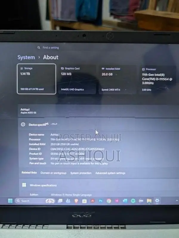 i3 11th gen 20GB Ram