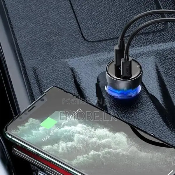 Baseus Digital Display Dual Quick Car Charger 65W With Cable