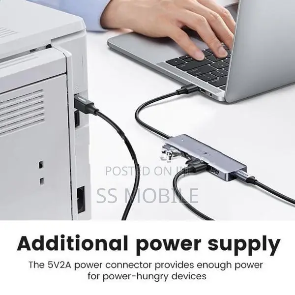 UGREEN 4 Port USB 3.0 Adapter & Type C Hub Dock 5Gbps