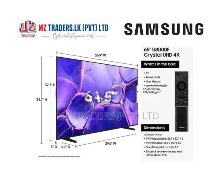 Samsung 65″ Crystal UHD U8000F 4K HDR10+ Tizan Smart TV