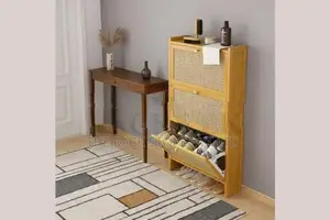 Bamboo Shoe Cabinet with 3 Flip Panels – Wooden Rack