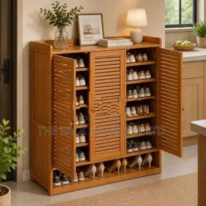 3 Door Bamboo Shoe Cabinet – Wooden Rack