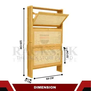 3 Tier Bamboo Shoe Cabinet with Flip Doors – Wooden Rack