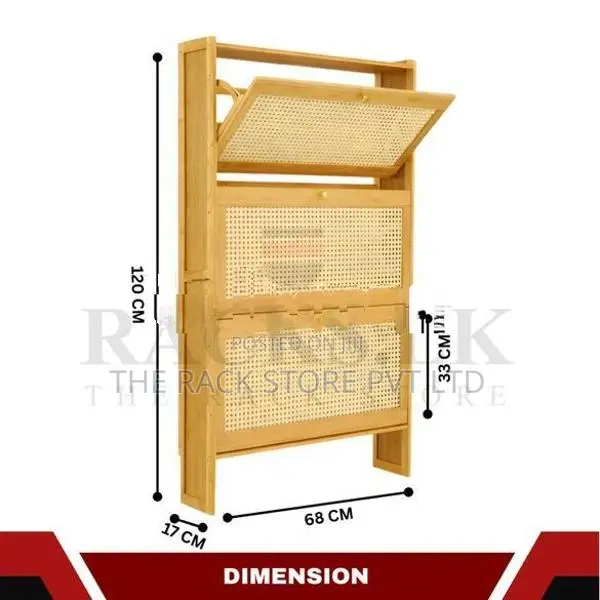 3 Tier Bamboo Shoe Cabinet with Flip Doors – Wooden Rack