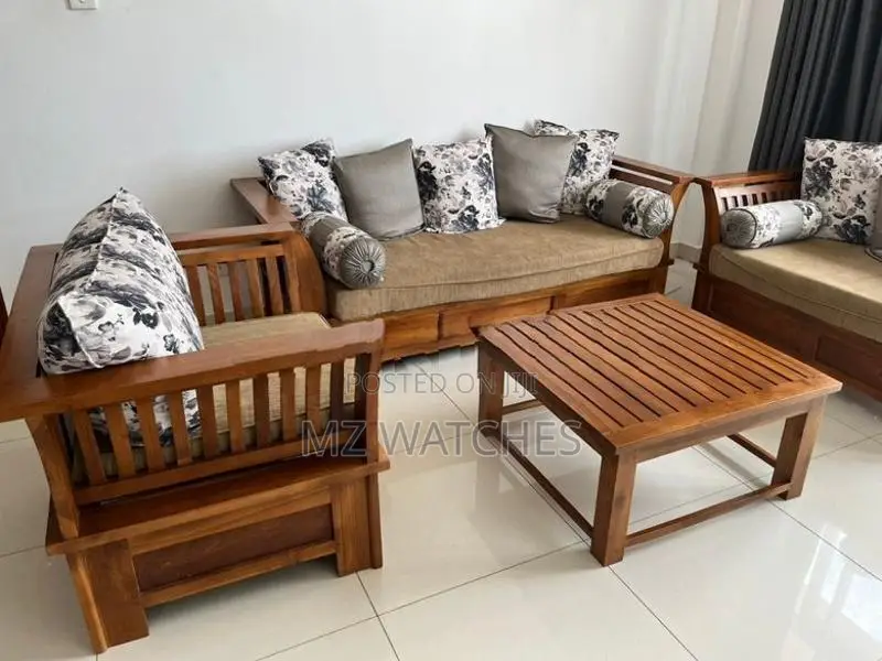 Solid Teak Sofa Set (3+2+1) with Coffee Table