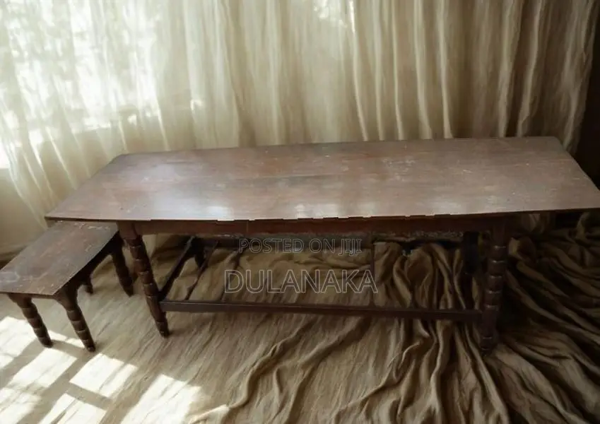 Old Wooden Sofa Set with Table