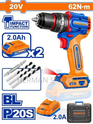 Wadfow 20V Compact Brushless Cordless Impact Drill Kit 62Nm WCDP6281