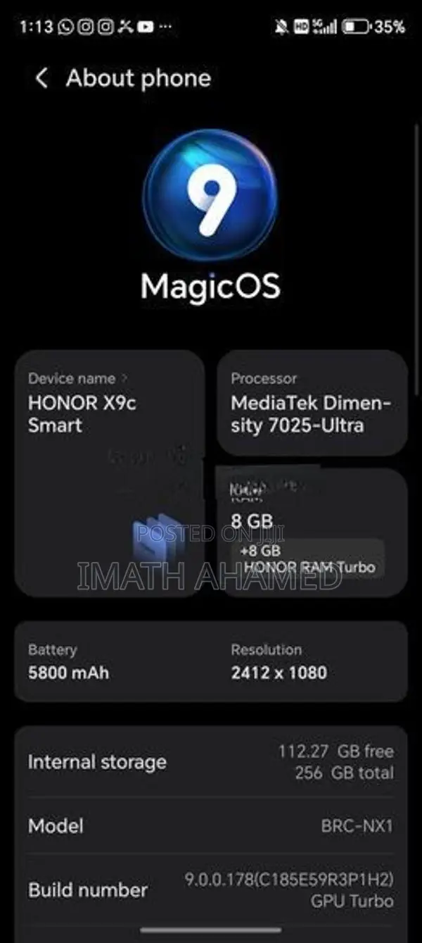 Honor X9c smart (Used)