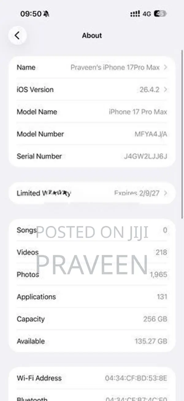 Apple iPhone 17 Pro Max (Used)