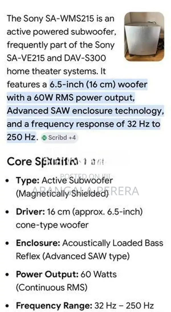 Sony Active Sub Woofer