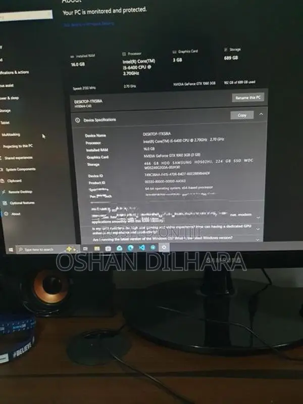 Gaming PC Full Set i5-6400 GTX 1060 3GB 16GB RAM SSD HDD