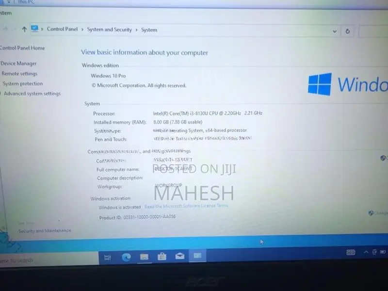 Acer i3 8th GEN