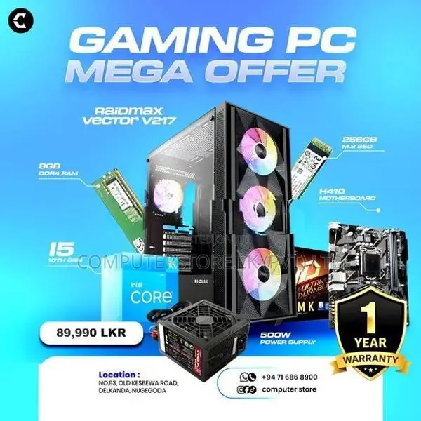 INTEL CORE I5 10TH GEN 8GB DDR4 RAM 256GB M.2 SSD USED ASSEMBLE PC OFF