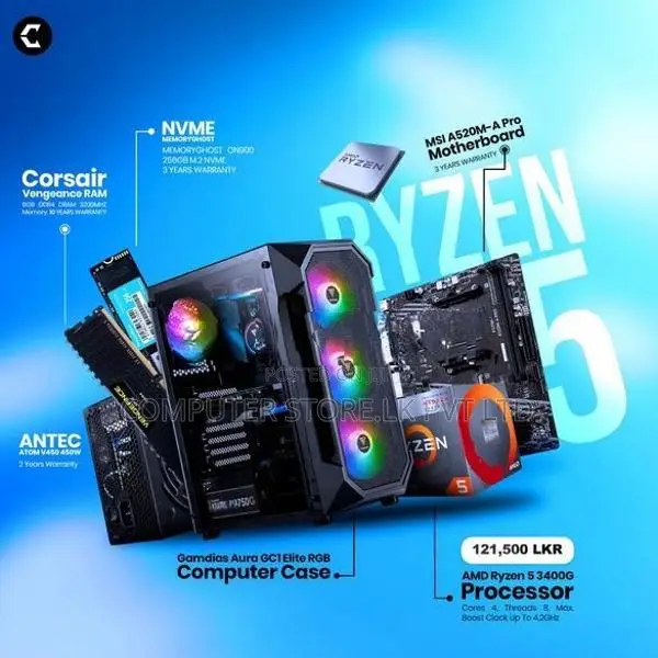 AMD RYZEN 5 3400G CORSAIR 8GB DDR4 256GB NVME BRAND NEW PC