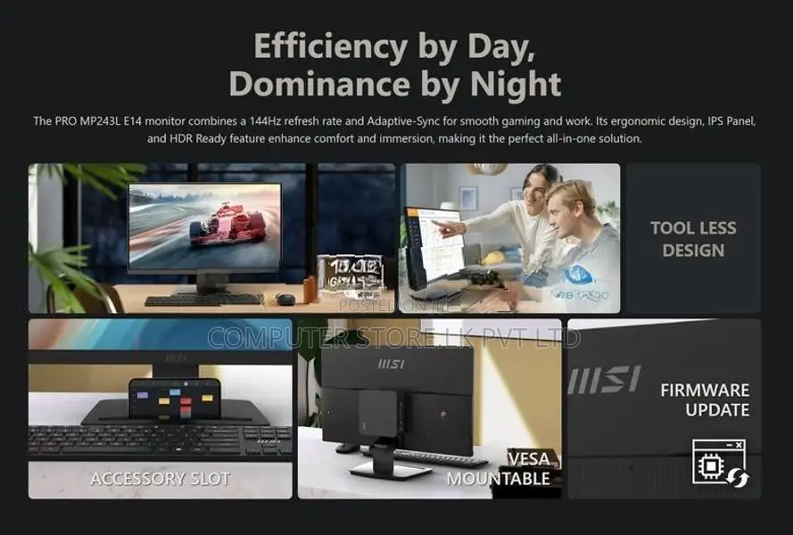 MSI PRO MP243L E14 24.5" Inch 144Hz 1ms FHD IPS Productivity Monitor