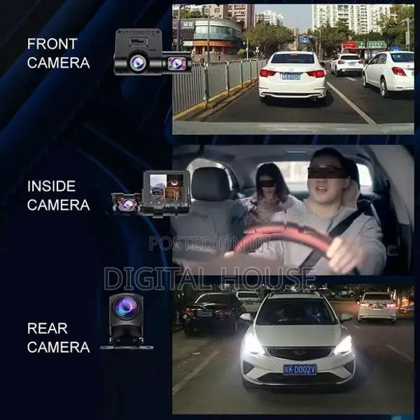 camera car dash 12mp HD Front + inside revers recording 3in1 .