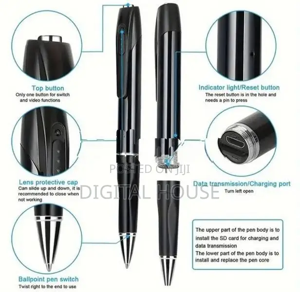 Camera Pen Mini 12mp full Hd / 1820p 2 Hrs video Recording