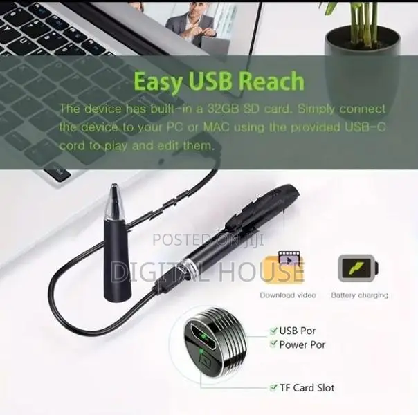 Camera Pen Mini 12mp full Hd / 1820p 2 Hrs video Recording