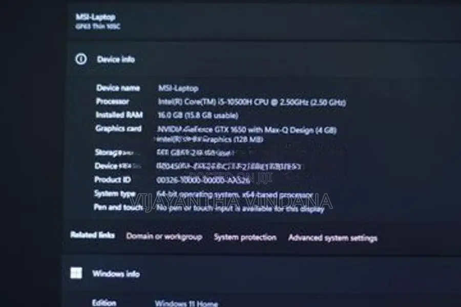 MSI GF63 GTX1650 Gaming Laptop