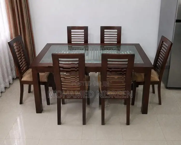 Teak Wood 6-Seater Dining Table Set