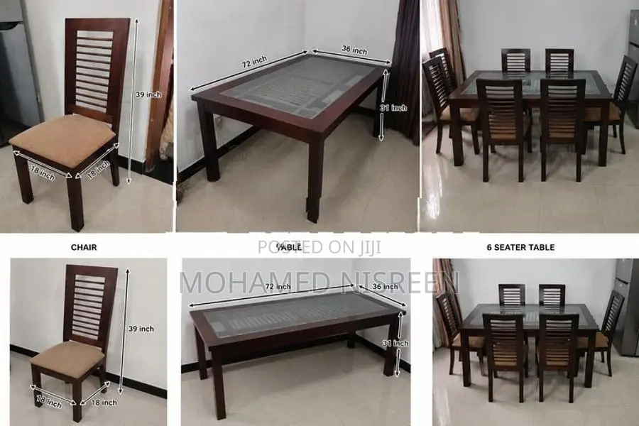 Teak Wood 6-Seater Dining Table Set