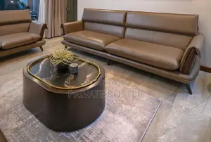 Luxury Leather Sofa Set with Coffee Table