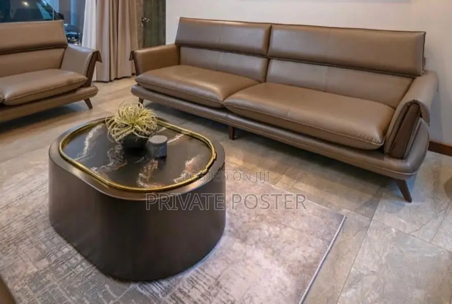 Luxury Leather Sofa Set with Coffee Table