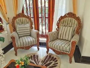 Elegant Vintage Hand-Carved Wooden Armchair Set (2 Chairs)