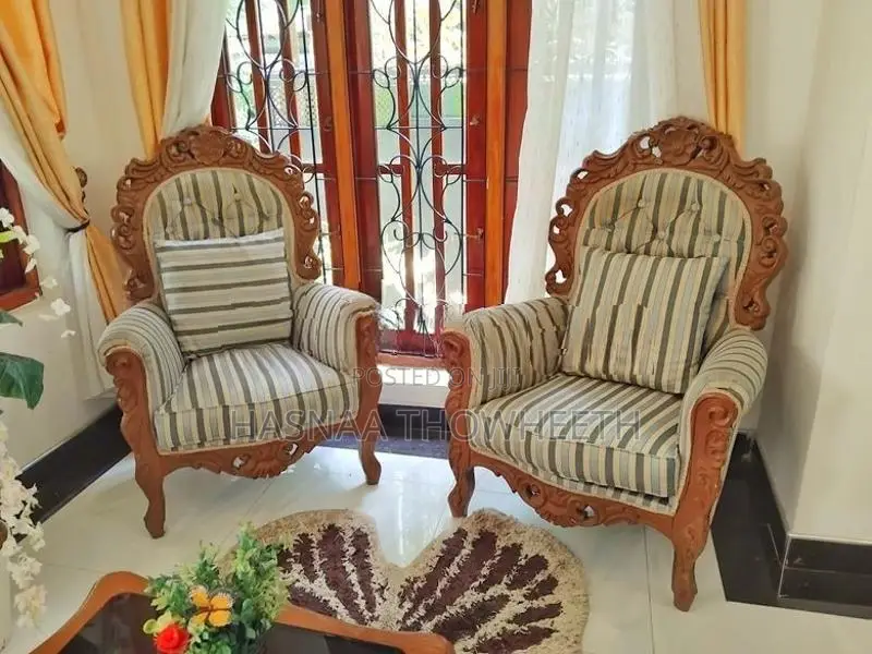 Elegant Vintage Hand-Carved Wooden Armchair Set (2 Chairs)