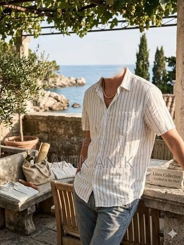 Linen Short Sleeve Stripe Shirt