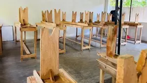 Wooden Desks with Benches