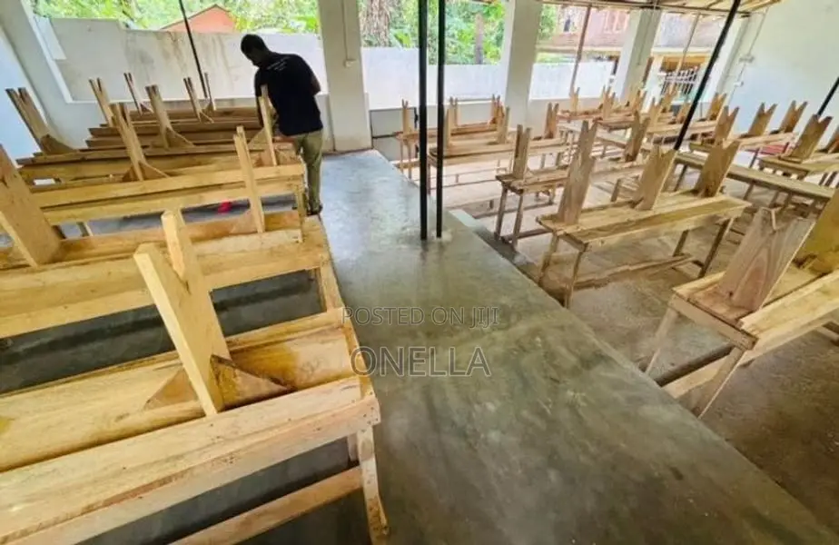 Wooden Desks with Benches