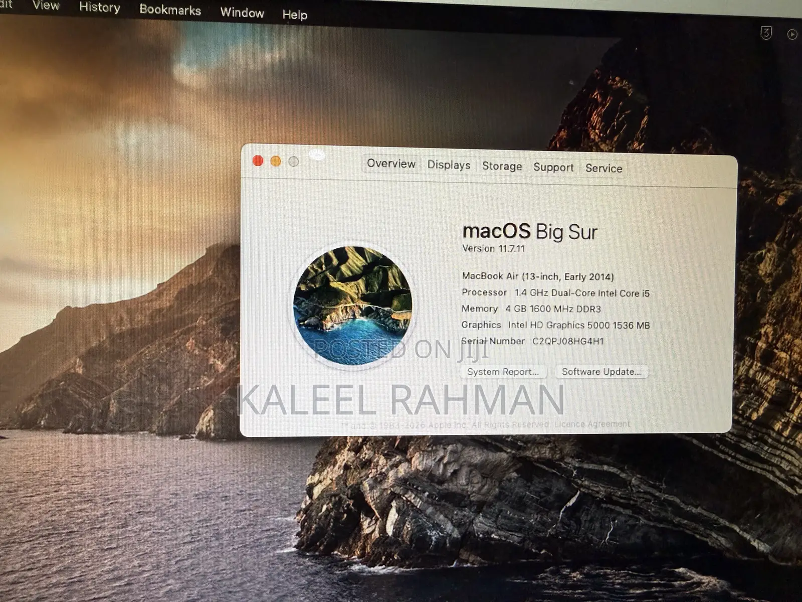Laptop Apple MacBook Air 4GB Intel Core i5 SSD 128GB