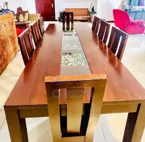 Teak wood 8 chair Table -Solid Timber
