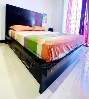 Teak queen size 6 drawers bed with 10” spring mattress