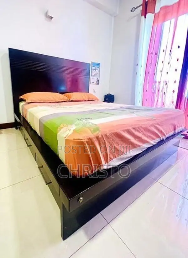 Teak queen size 6 drawers bed with 10” spring mattress