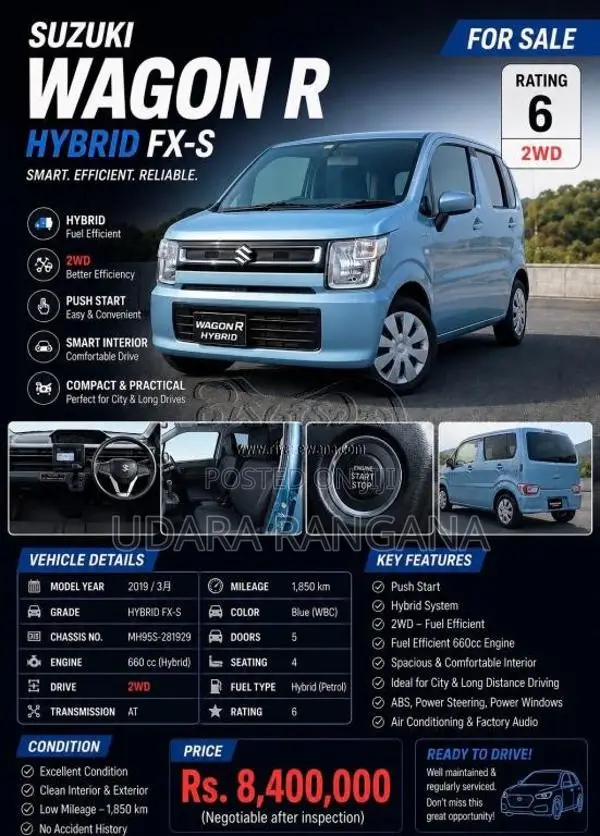 Suzuki Wagon R FXS 2025 Car Unregistered (Recondition)