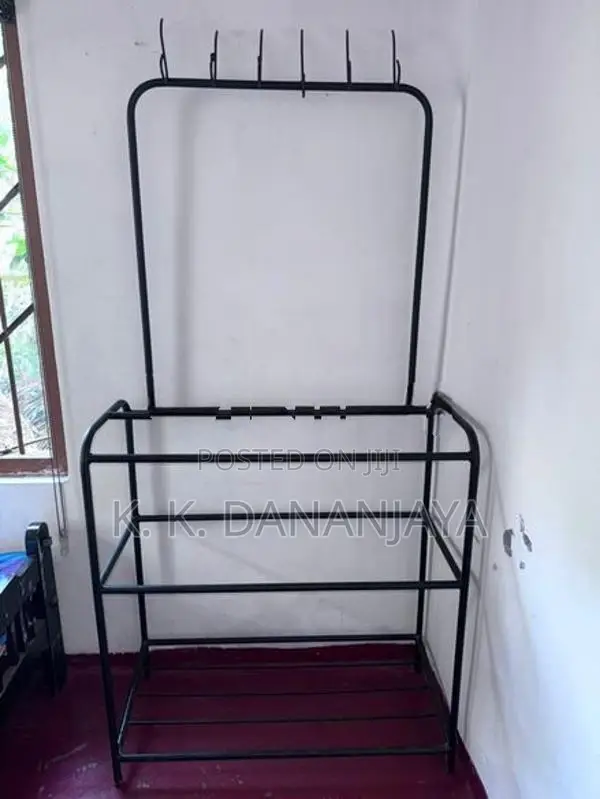 Metal Clothes Rack with Shoe Storage