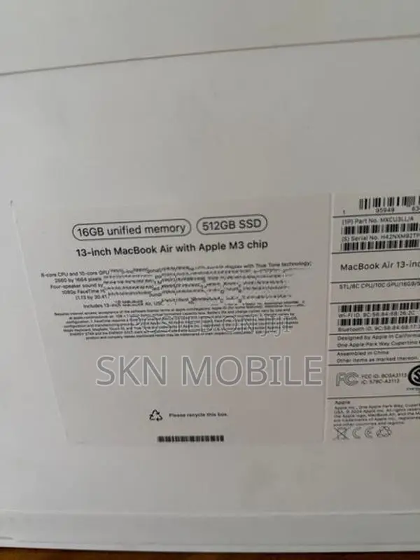 Apple MacBook M3 Air 16GB 512GB 13.6”