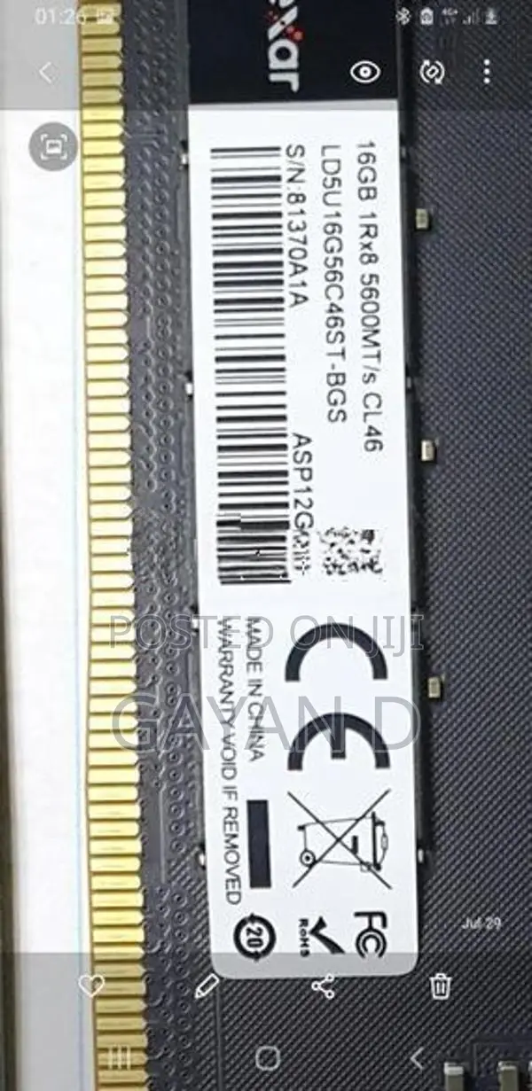 DDR 5 16GB 5600Mhz Desktop Ram