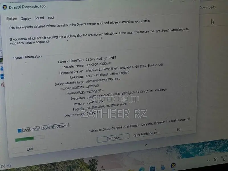 Asus i5 7th 6GB/128GB SSD Nvidia 2GB Graphics