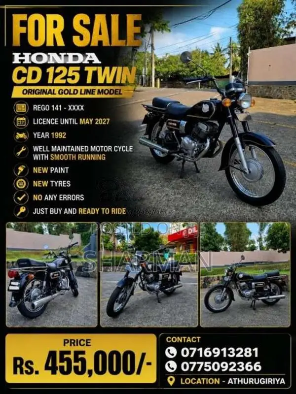 Honda CD125 1992 Motorbike (Used)