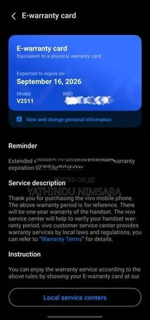 Vivo V60 12GB 256GB 5G (Used)
